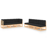 vidaXL 6-Piece Lounge Set Solid Pine Wood Grey