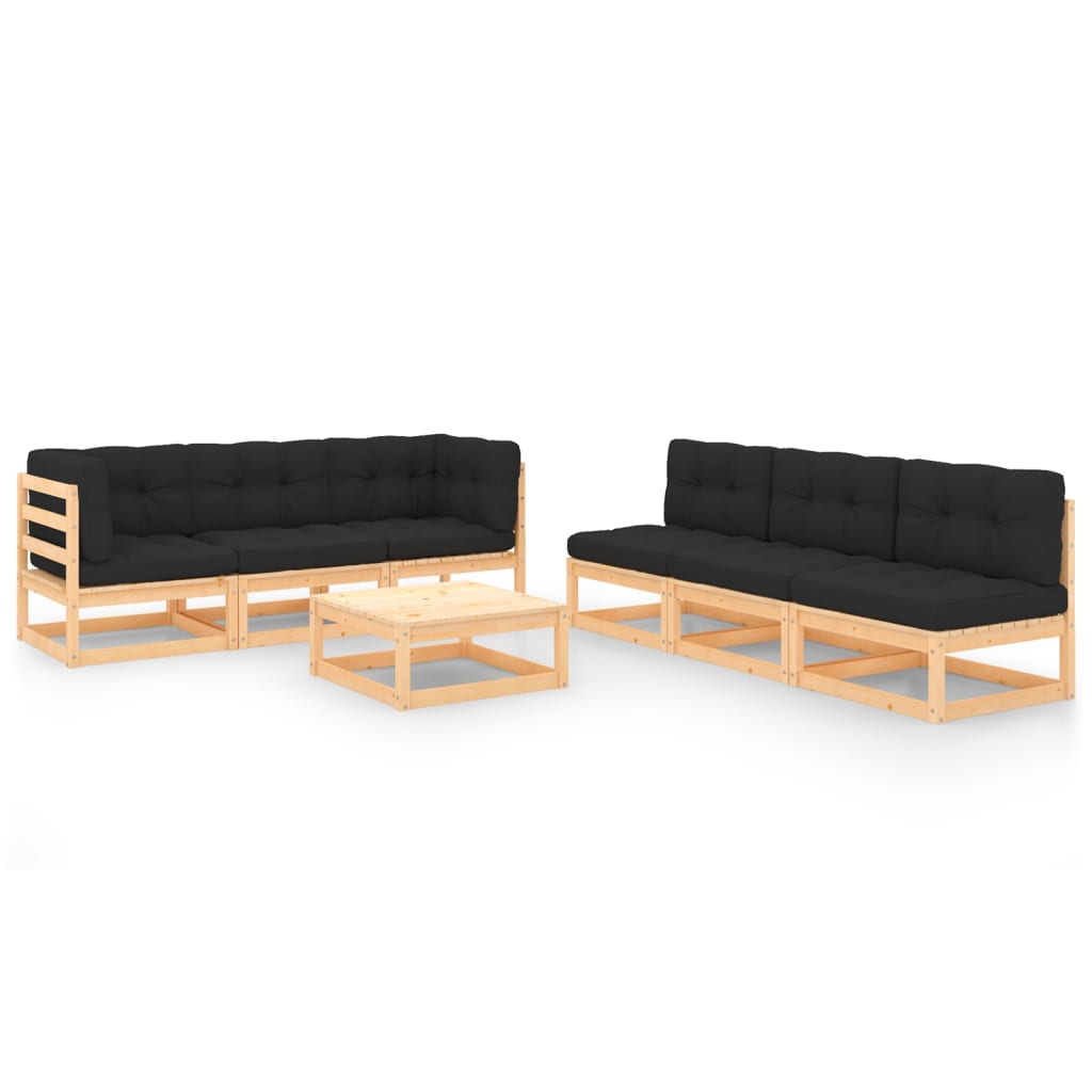 vidaXL 7-Piece Lounge Set Solid Pinewood Honey Brown
