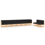 vidaXL 8-Piece Lounge Set Solid Pinewood Black