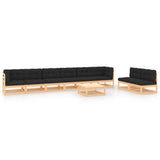 vidaXL 9-piece Lounge Set Solid Pine Wood Black