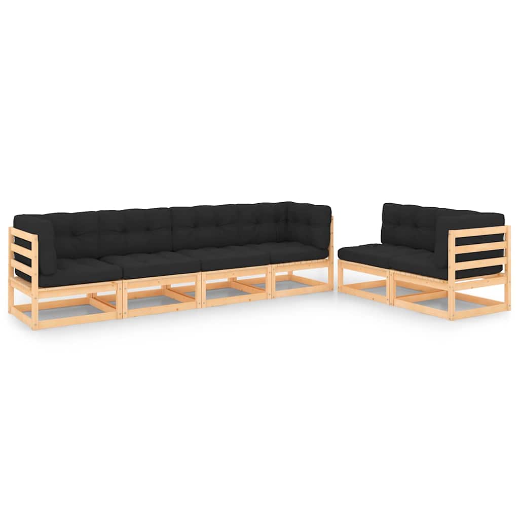 vidaXL 6-delige Loungeset massief grenenhout