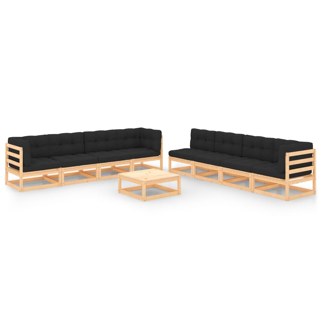 vidaXL 9-piece Lounge Set Solid Pinewood Honey Brown