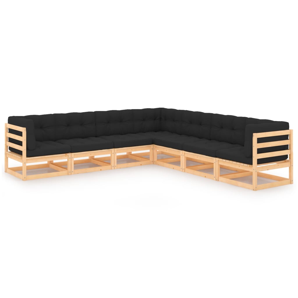 vidaXL 7-Piece Lounge Set Solid Pinewood Honey Brown