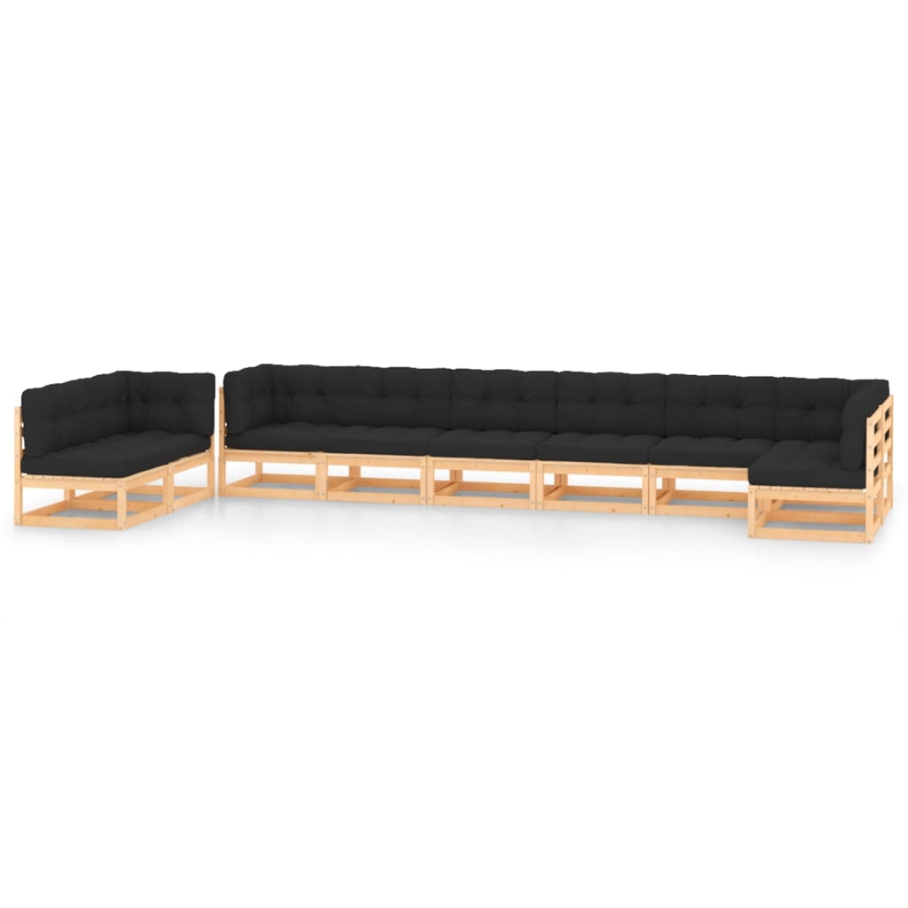 vidaXL 9-piece Lounge Set Solid Pine Wood Grey