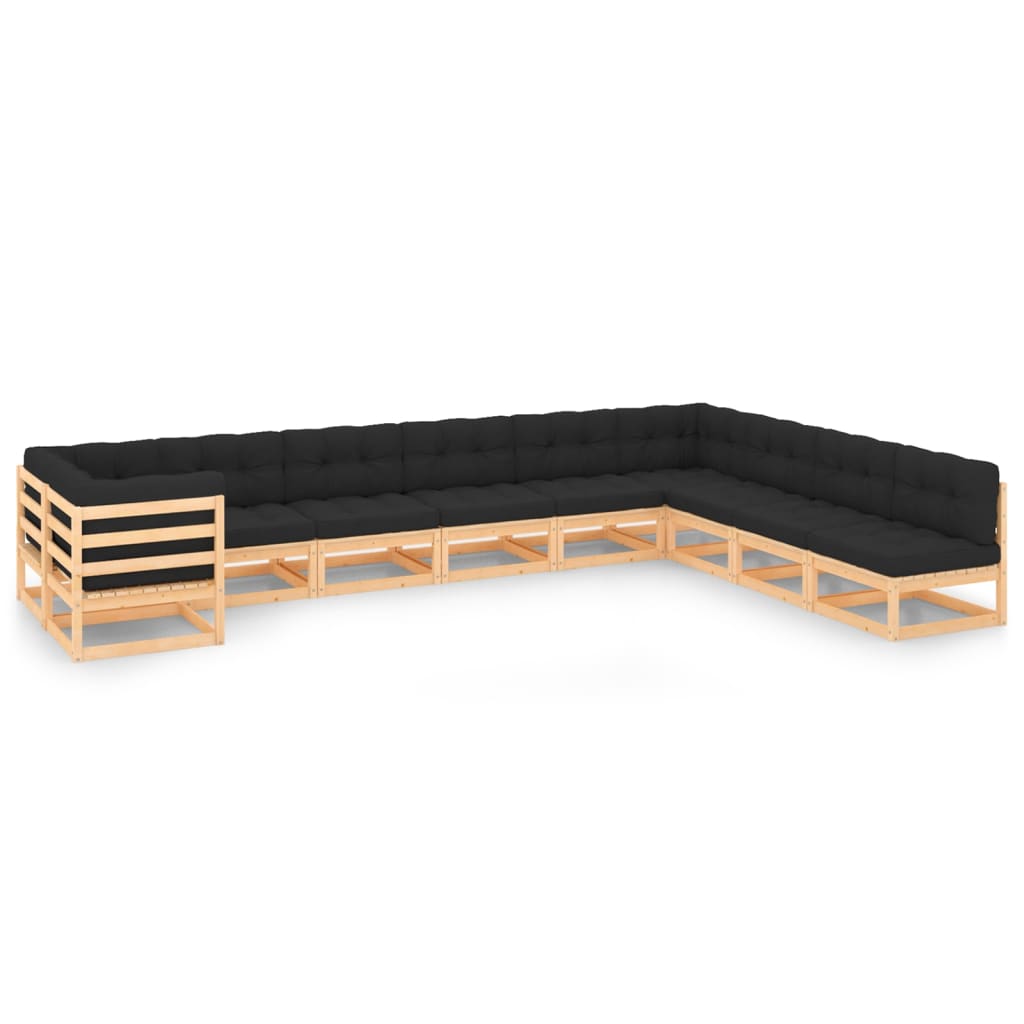 vidaXL 10-Piece Lounge Set Solid Pine Honey Brown