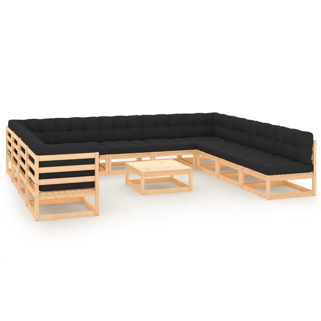 vidaXL 12-Piece Lounge Set Solid Pine Honey Brown
