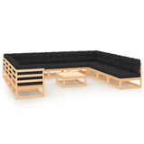 vidaXL 12-Piece Lounge Set Solid Pine Honey Brown