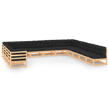 vidaXL 13-piece Garden Lounge Set Solid Pinewood Black