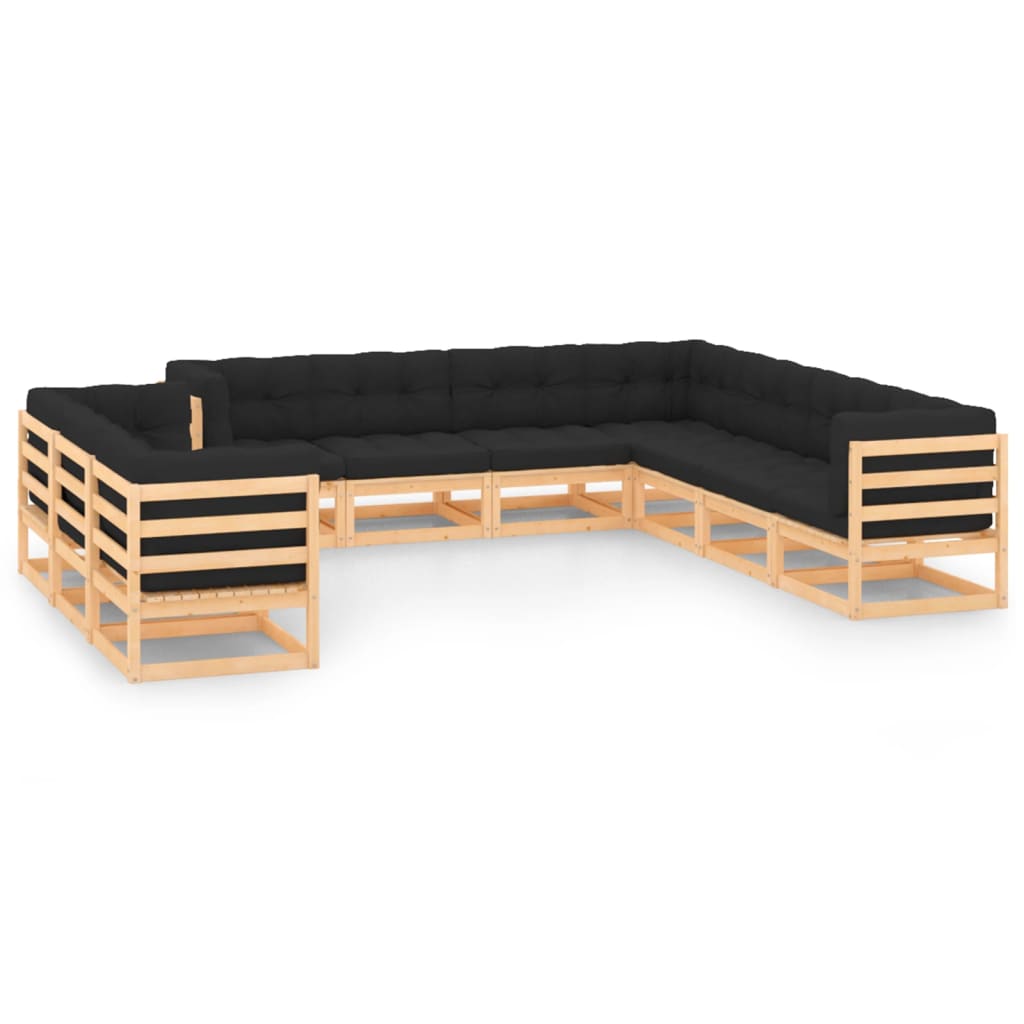 vidaXL 10-Piece Lounge Set Solid Pine Wood Grey