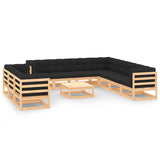 vidaXL 11-delige Loungeset met kussens massief grenenhout