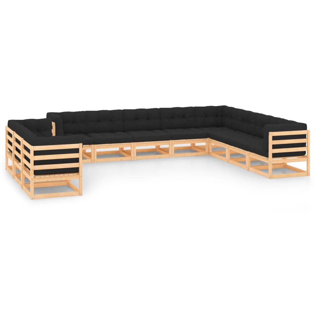 vidaXL 11-Piece Solid Pinewood Lounge Set Grey