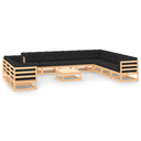 vidaXL 12-delige Loungeset met kussens massief grenenhout