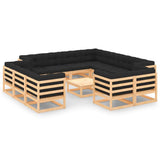 vidaXL 13-delige Loungeset met kussens massief grenenhout