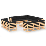 vidaXL 14-delige Loungeset met kussens massief grenenhout