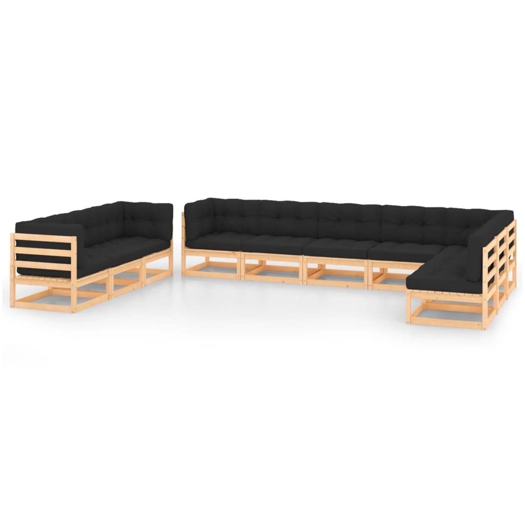 vidaXL 10-Piece Solid Pinewood Lounge Set