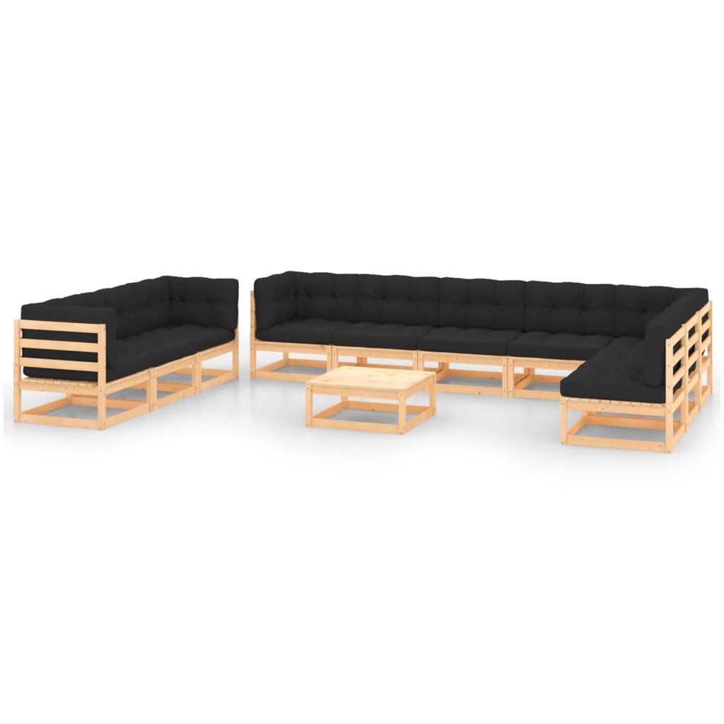 vidaXL 11-Piece Solid Pine Wood Lounge Set