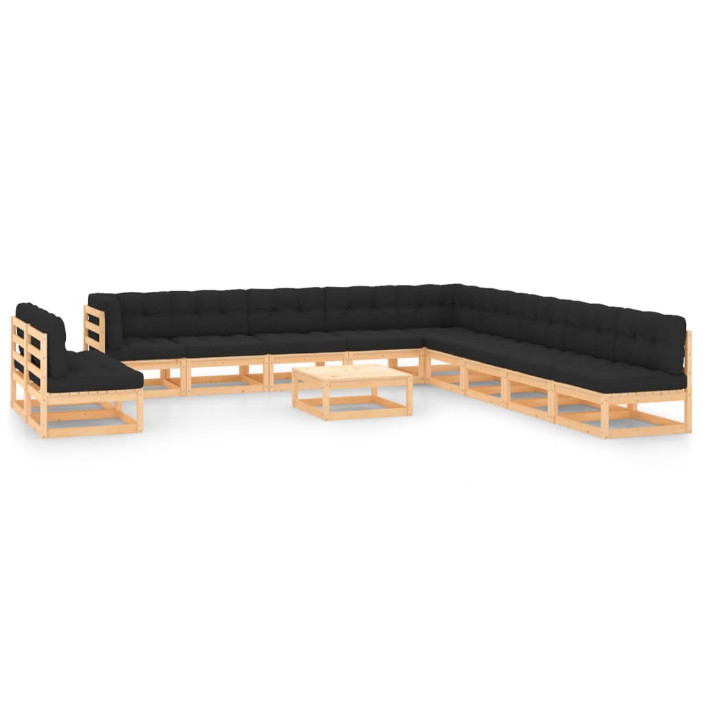 vidaXL 12-piece Solid Pinewood Lounge Set
