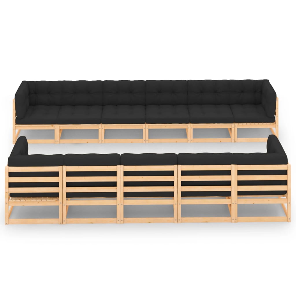 vidaXL 11-Piece Solid Pine Wood Lounge Set