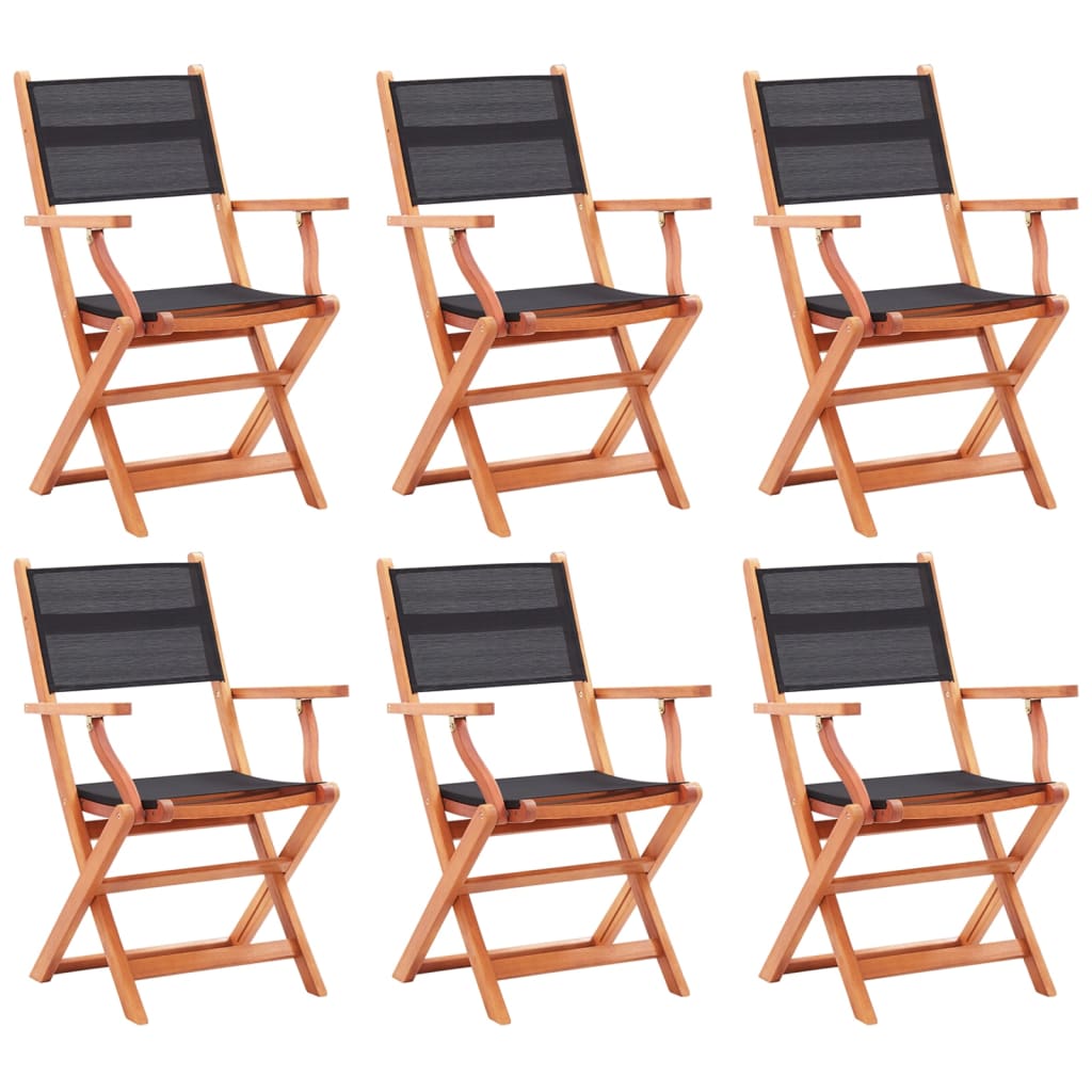 vidaXL Garden Chairs 8 pcs Foldable Eucalyptus Wood and Textilene Grey