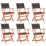 vidaXL Garden Chairs 8 pcs Foldable Eucalyptus Wood and Textilene Grey