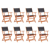 vidaXL Garden Chairs 8 pcs Foldable Eucalyptus Wood and Textilene Grey