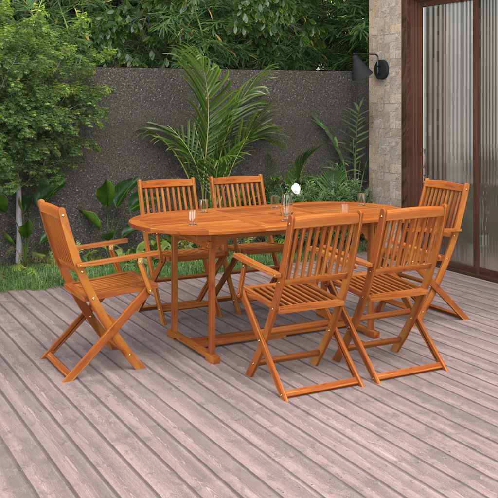 vidaXL 7-Piece Garden Dining Set 180x90x75 cm Solid Acacia Wood