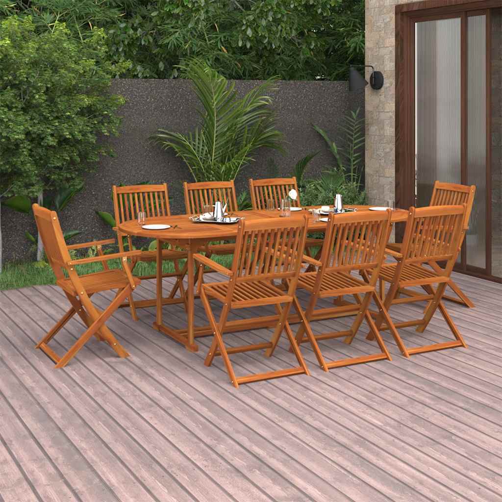 vidaXL 9-delige Tuinset 220x90x75 cm massief acaciahout
