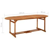 vidaXL 9-delige Tuinset 220x90x75 cm massief acaciahout
