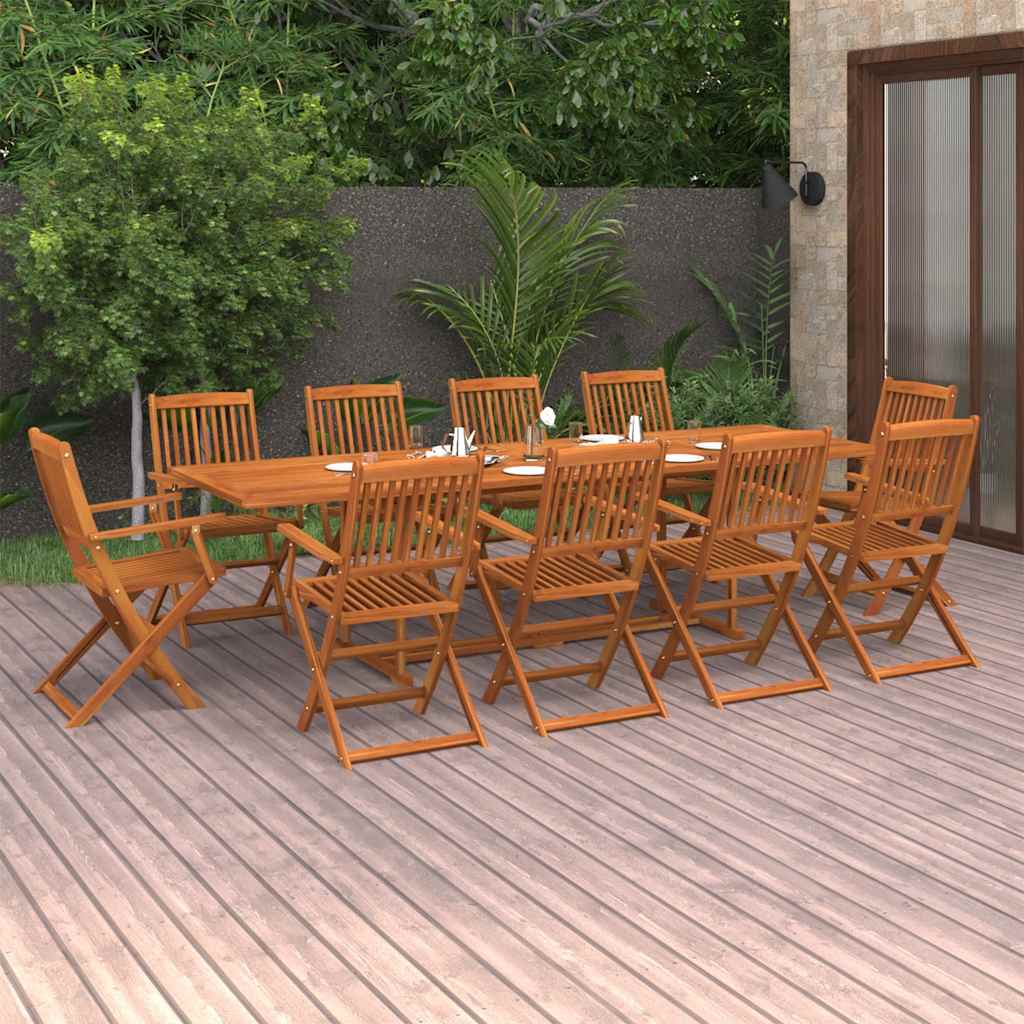 vidaXL 11-piece Garden Dining Set 280x90x75 cm Solid Acacia Wood