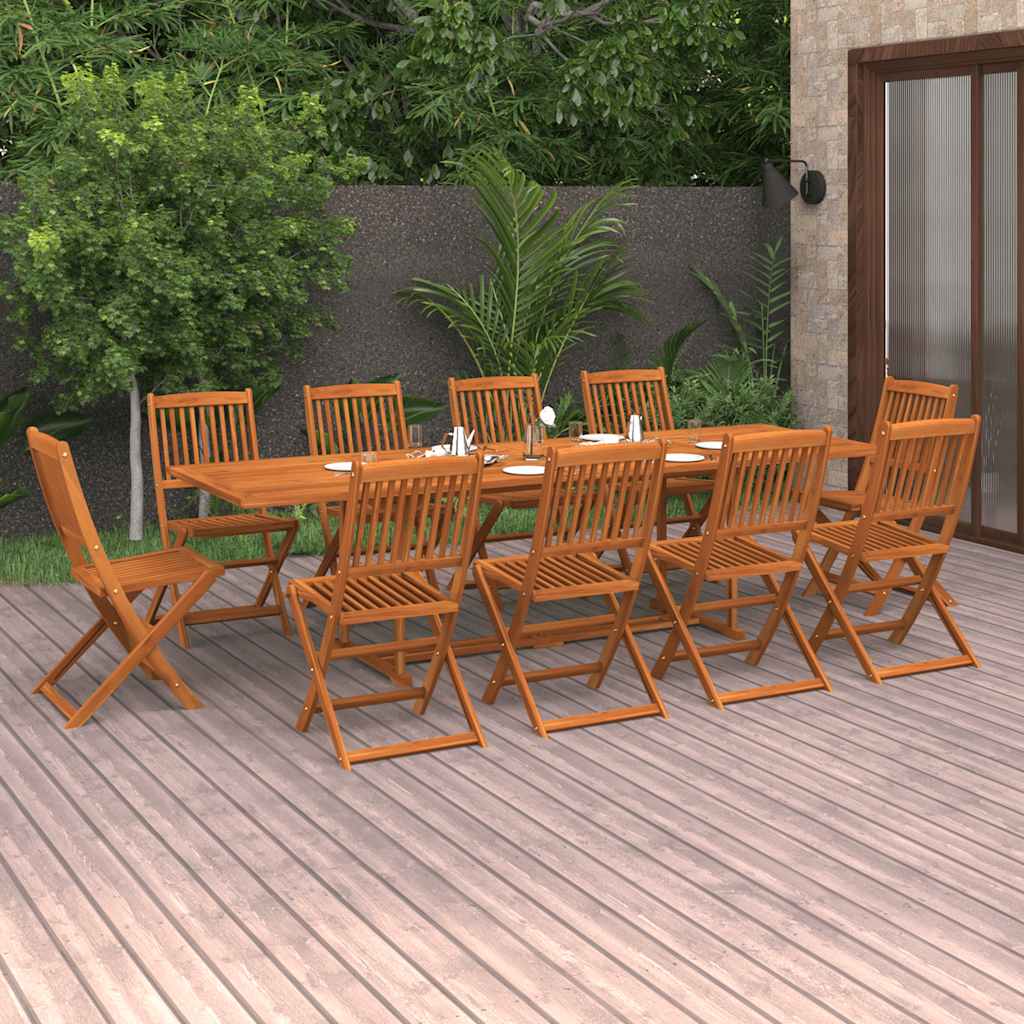 vidaXL 11-piece Garden Dining Set 280x90x75 cm Solid Acacia Wood