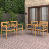 vidaXL Batavia Chairs 4 pcs with cushions solid teak wood