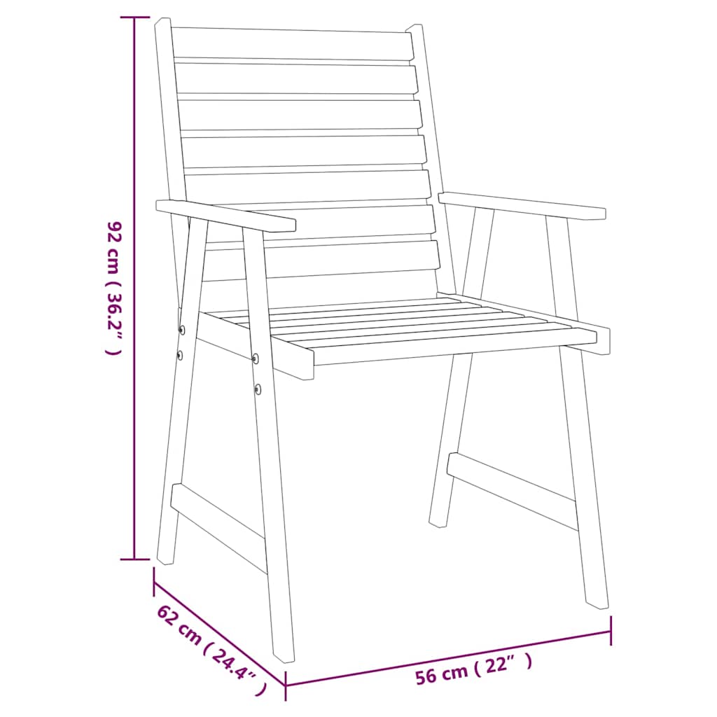 vidaXL 3-Piece Garden Dining Set Solid Acacia Wood