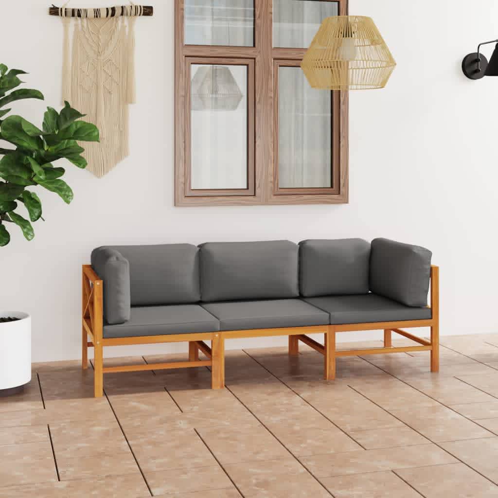 vidaXL 6-delige Loungeset met crèmekleurige kussens massief teakhout