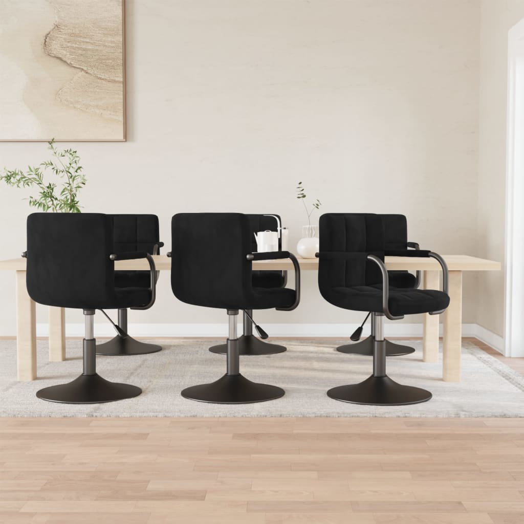 vidaXL Eetkamerstoelen draaibaar 4 st fluweel zwart