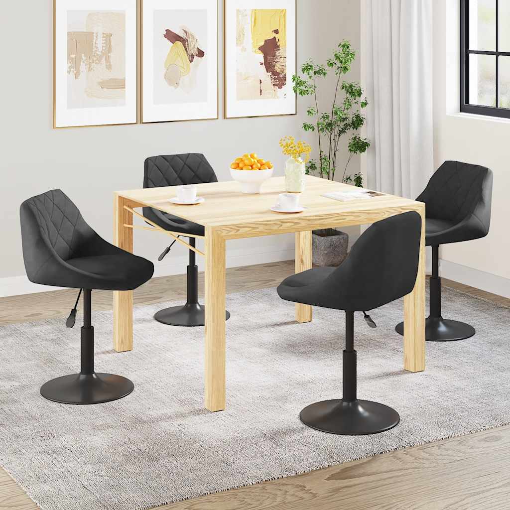 vidaXL Eetkamerstoelen draaibaar 4 st fluweel zwart