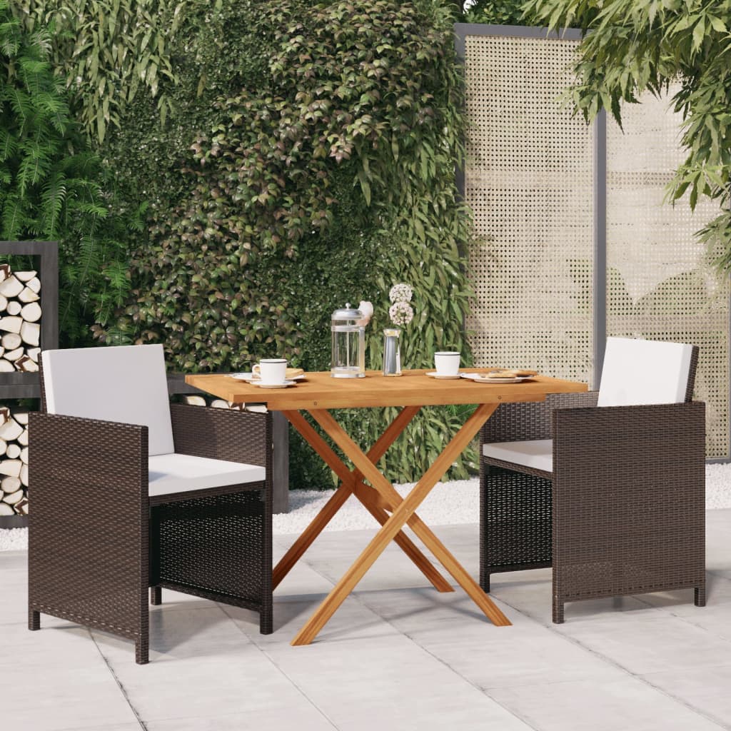 vidaXL Ensemble de jardin 3 pièces avec coussins en poly rotin marron