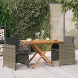 vidaXL Ensemble de jardin 3 pièces avec coussins en poly rotin marron