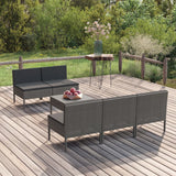 vidaXL 5-delige Loungeset met kussens poly rattan grijs