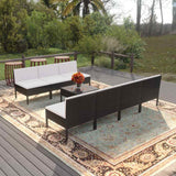 vidaXL 5-delige Loungeset met kussens poly rattan zwart