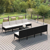 vidaXL 5-delige Loungeset met kussens poly rattan zwart