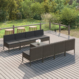 vidaXL 5-delige Loungeset met kussens poly rattan grijs