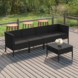 vidaXL 9-delige Loungeset met kussens poly rattan zwart