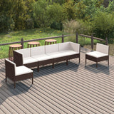 vidaXL 5-delige Loungeset met kussens poly rattan bruin