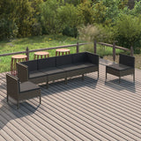 vidaXL 5-delige Loungeset met kussens poly rattan grijs