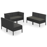 vidaXL 9-delige Loungeset met kussens poly rattan zwart
