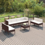 vidaXL 6-delige Loungeset met kussens poly rattan bruin