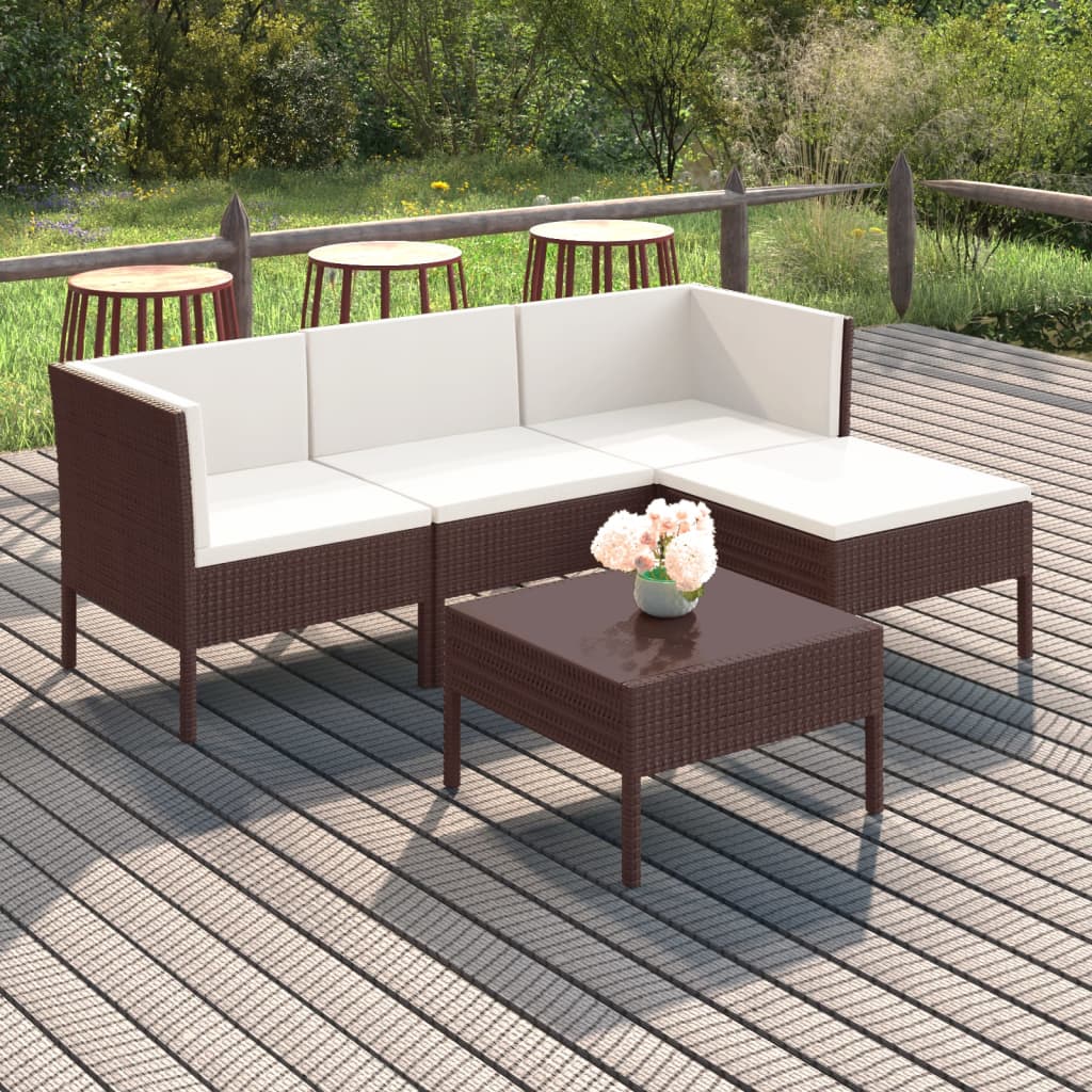 vidaXL 6-delige Loungeset met kussens poly rattan bruin