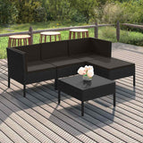 vidaXL 6-delige Loungeset met kussens poly rattan zwart