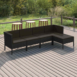 vidaXL 6-delige Loungeset met kussens poly rattan zwart
