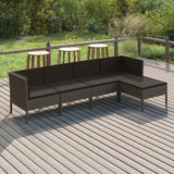 vidaXL 6-delige Loungeset met kussens poly rattan grijs